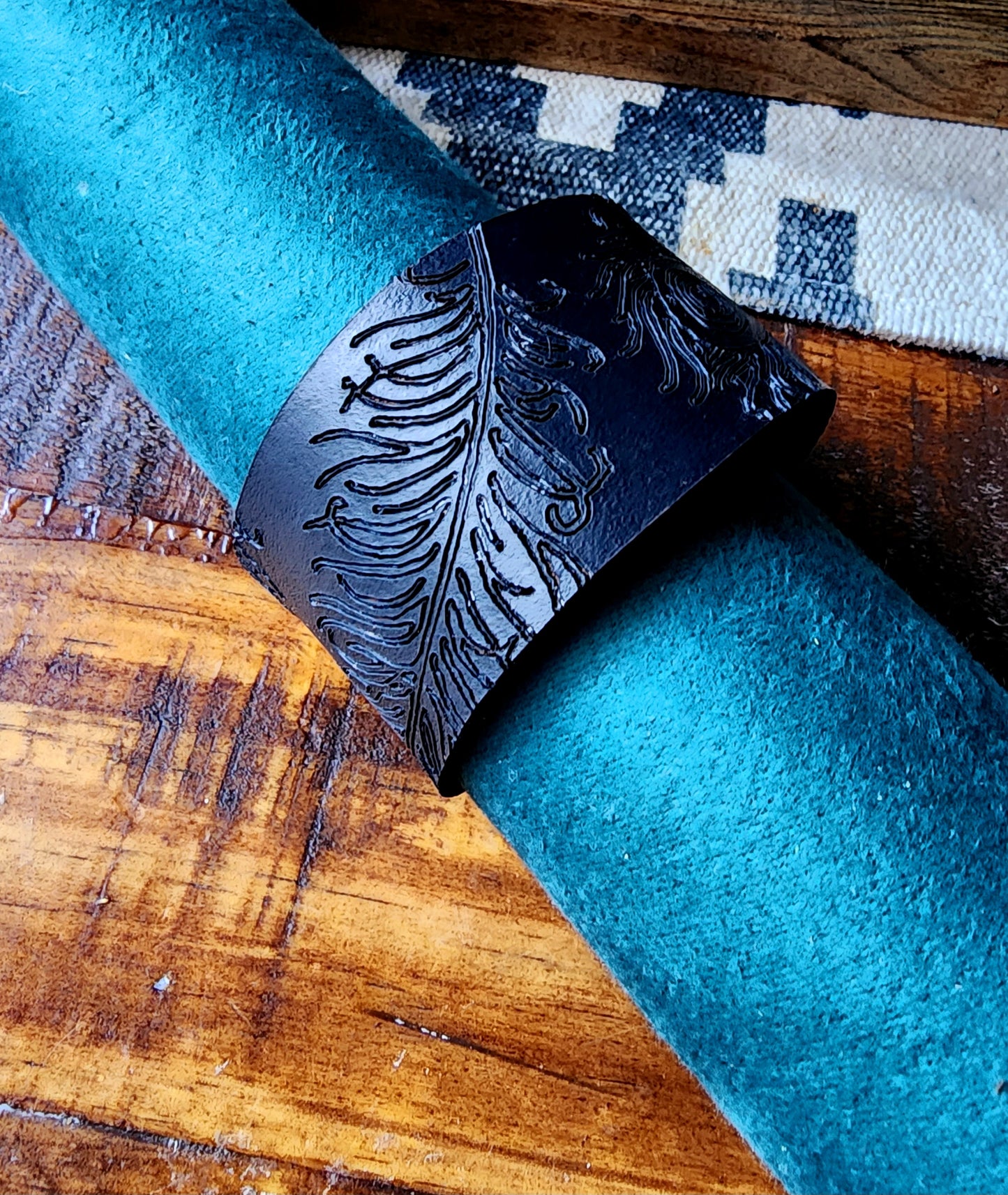 Peacock Leather Cuff