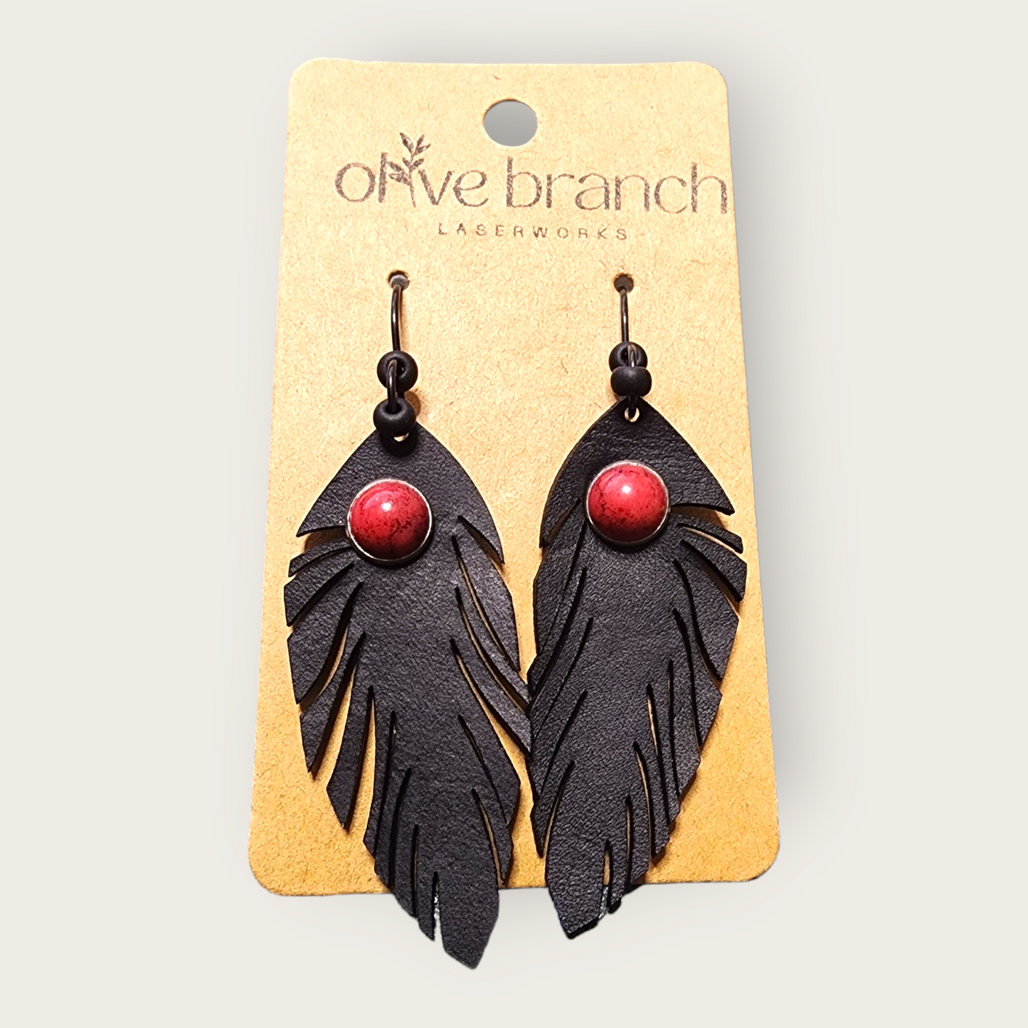Leather Feather Earrings