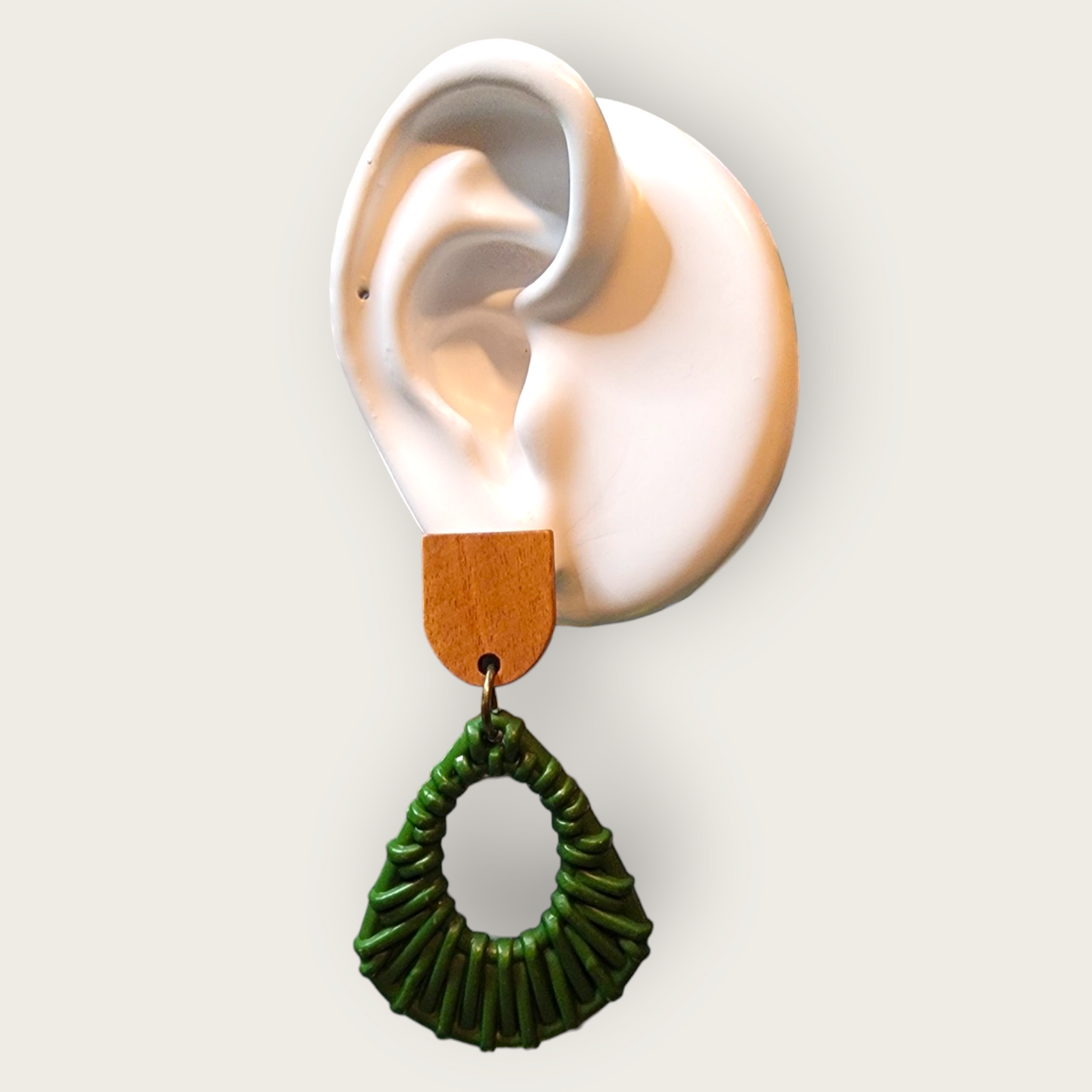 Green Ratan Dangle Earrings