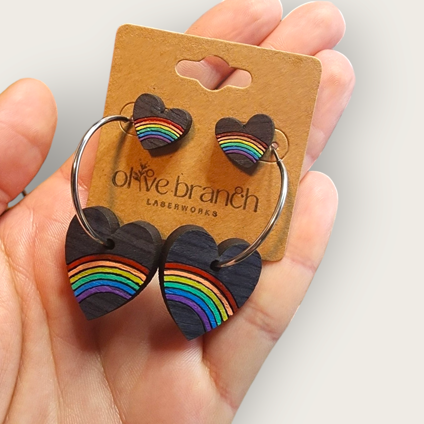 Rainbow Heart Earring Set