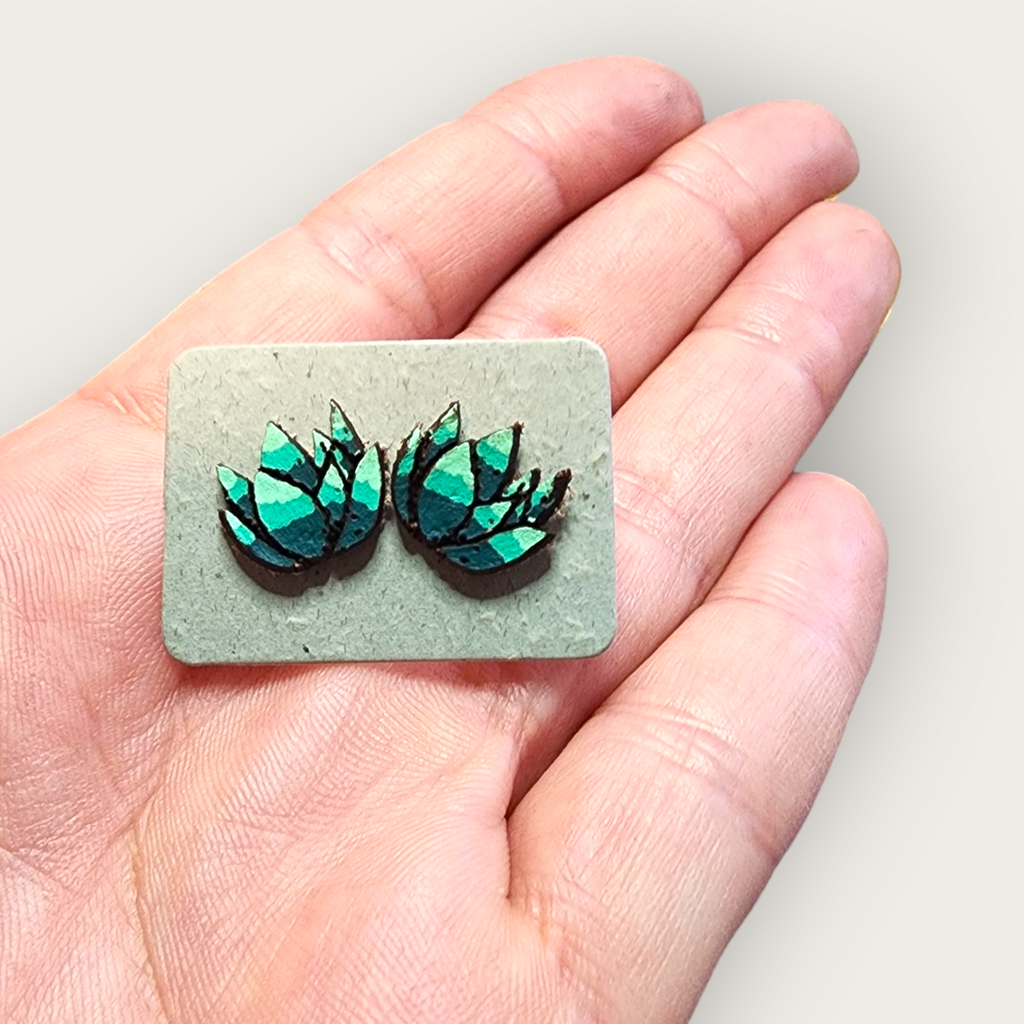 Leather Agave Studs