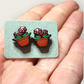 Flower pot stud earrings