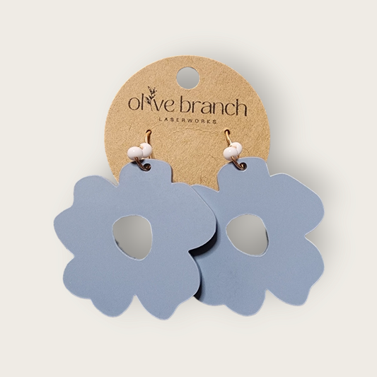 Dusty Blue retro flower earrings