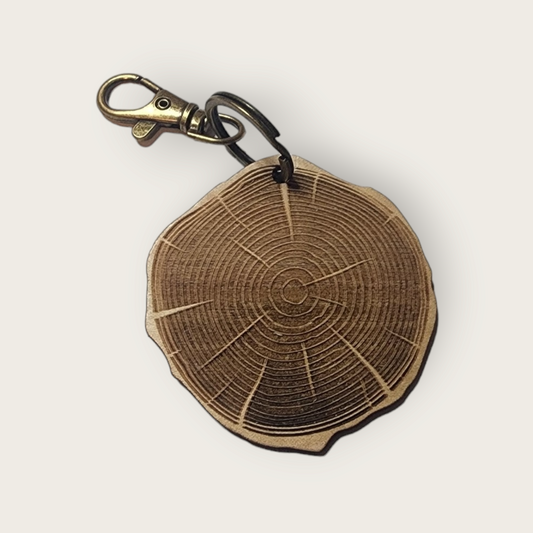 Wood Log Round Keychain