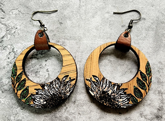 Rustic white sunflower earrings